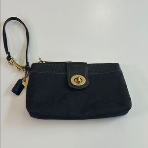 Coach Black Wristlet Clutch with Gold Accents